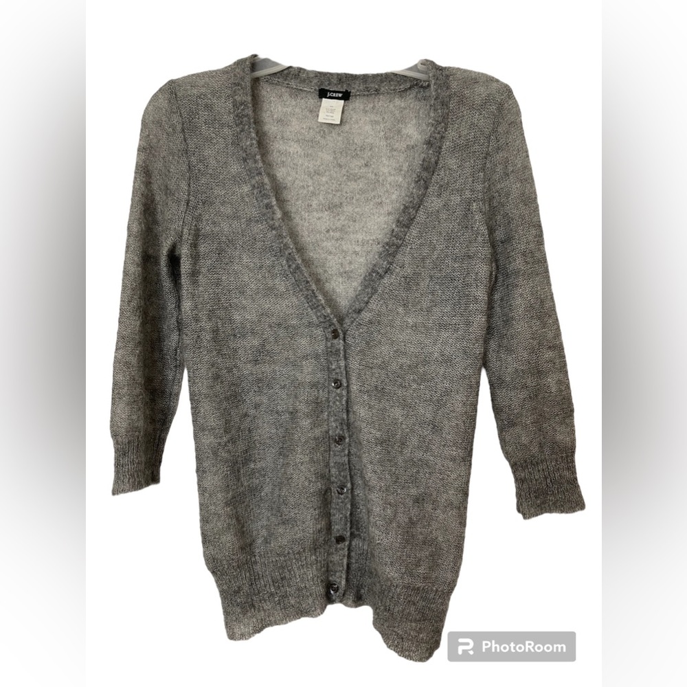 J.Crew Mohair Wool Blend Fuzzy Lightweight Cardigan Sweater Buttoned Women Sz XS